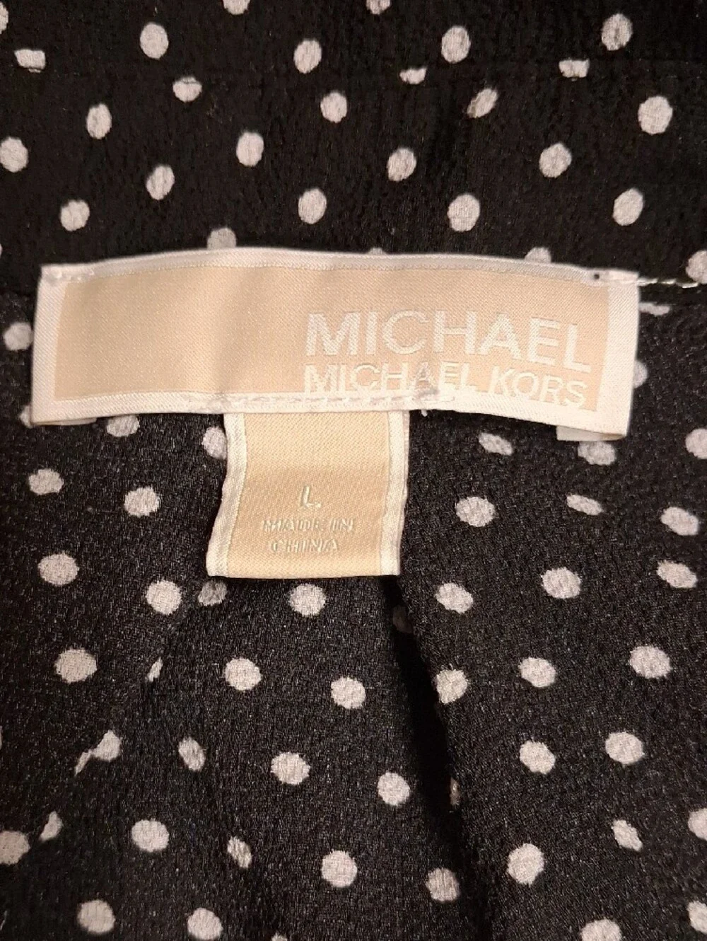 Michael Kors Black Polo Top with White Polka Dots
